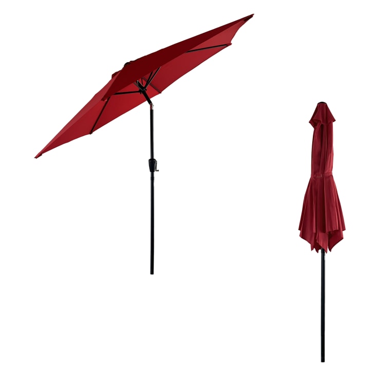 Parasol droit rond 2,70m en aluminium et toile rouge-Hapuna cropped-3