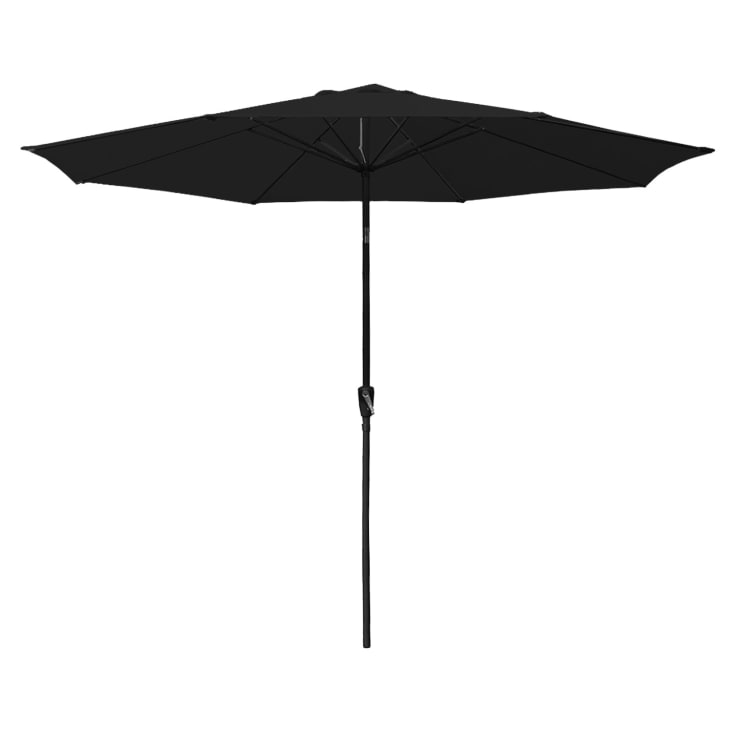 Paraguas redondo recto de aluminio de 3,30 m con tejido negro-Hapuna