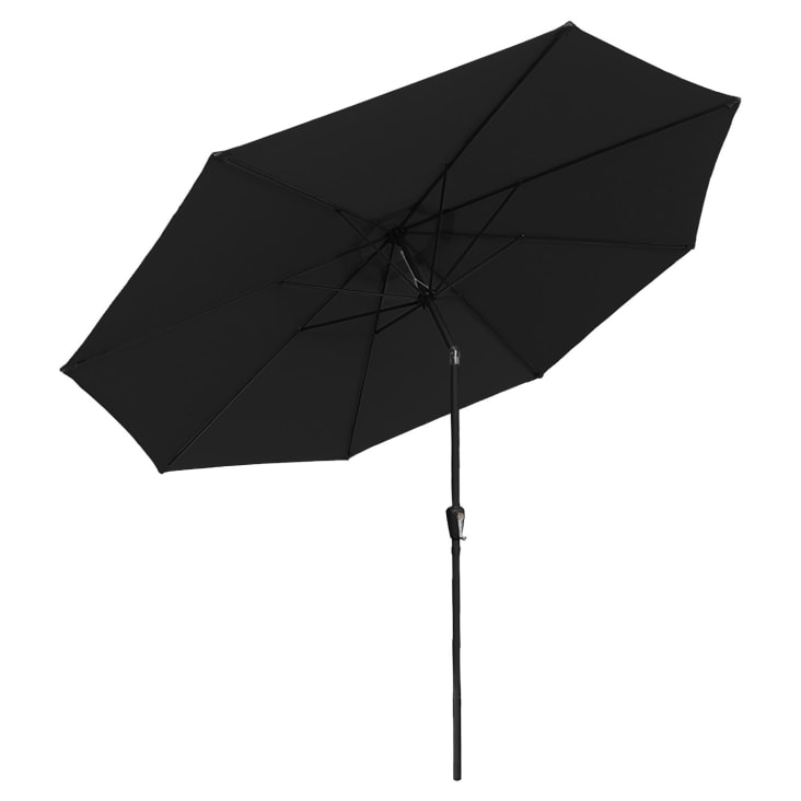 Paraguas redondo recto de aluminio de 3,30 m con tejido negro-Hapuna cropped-2