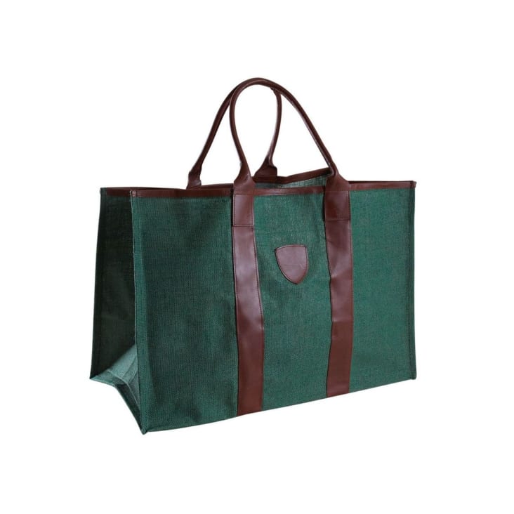 Sac b ches en jute vert et cuir Maisons du Monde