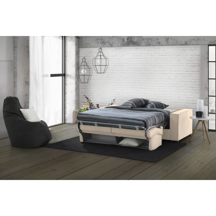 Divano letto 2 posti in tessuto beige GIULIANA