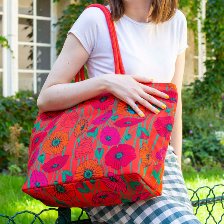 Sac cabas vert polyester 48 x 34 x 14 cm