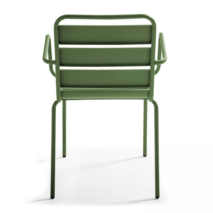 Ensemble table de jardin carrée et 2 fauteuils acier vert cactus-Palavas cropped-10