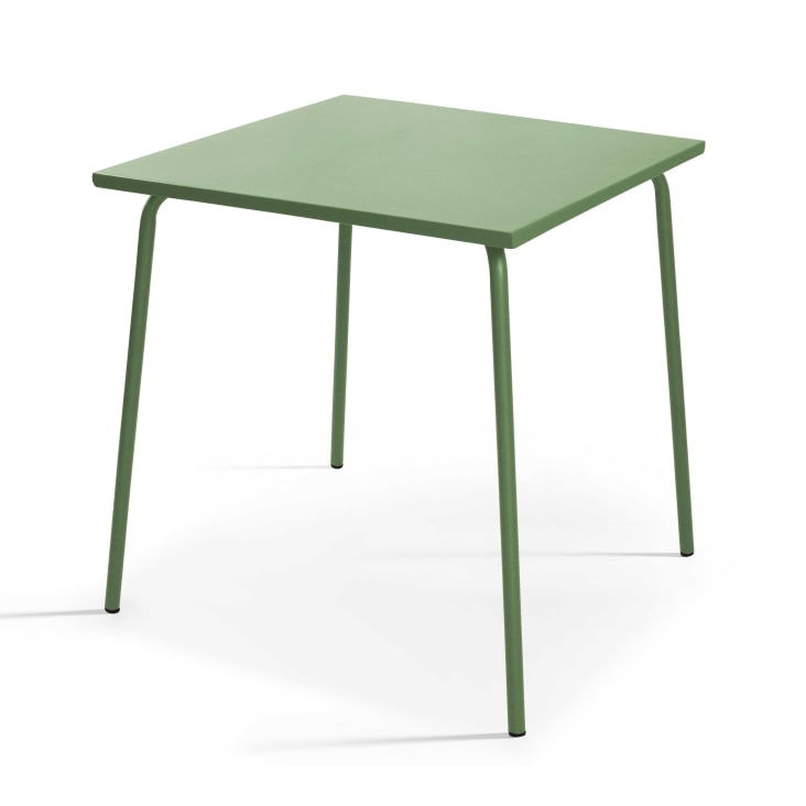 Ensemble table de jardin carrée et 2 fauteuils acier vert cactus-Palavas cropped-2