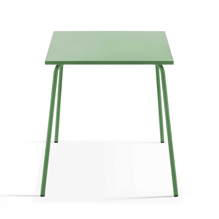 Ensemble table de jardin carrée et 2 fauteuils acier vert cactus-Palavas cropped-3