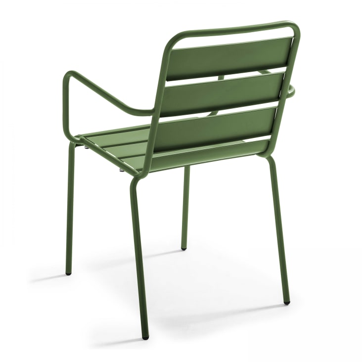 Ensemble table de jardin carrée et 2 fauteuils acier vert cactus-Palavas cropped-7
