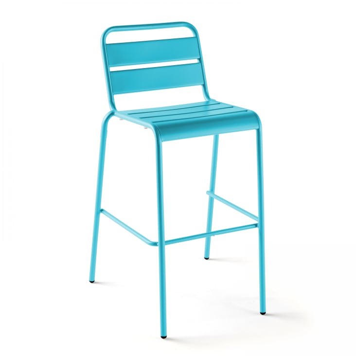 Chaise haute de jardin en métal bleu-Palavas