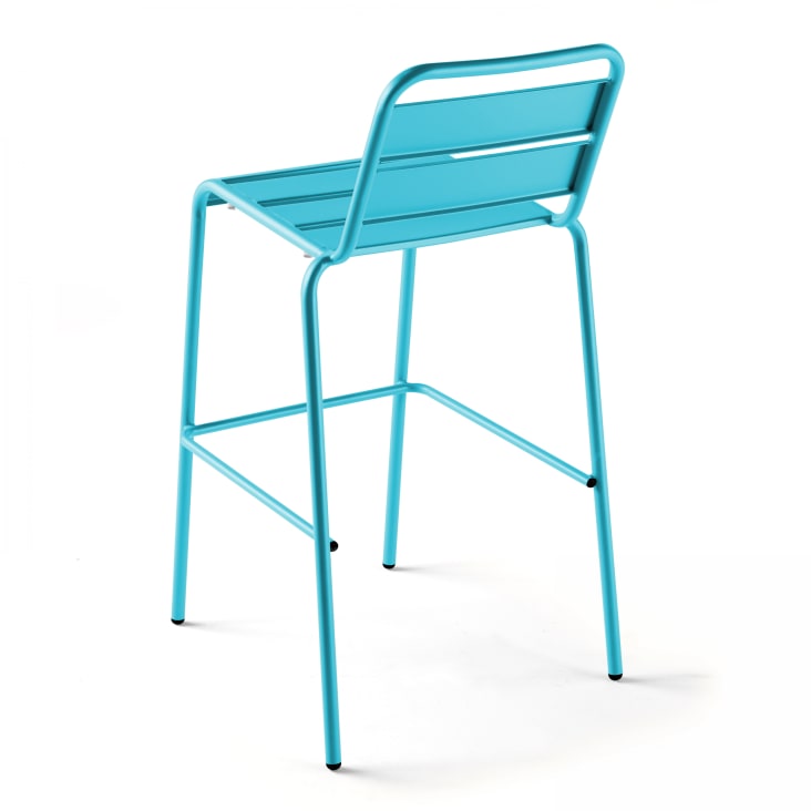 Chaise haute de jardin en métal bleu-Palavas cropped-2