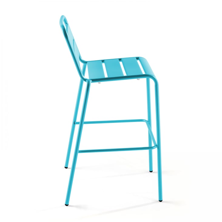 Chaise haute de jardin en métal bleu-Palavas cropped-3