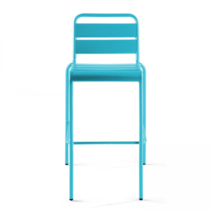 Chaise haute de jardin en métal bleu-Palavas cropped-4