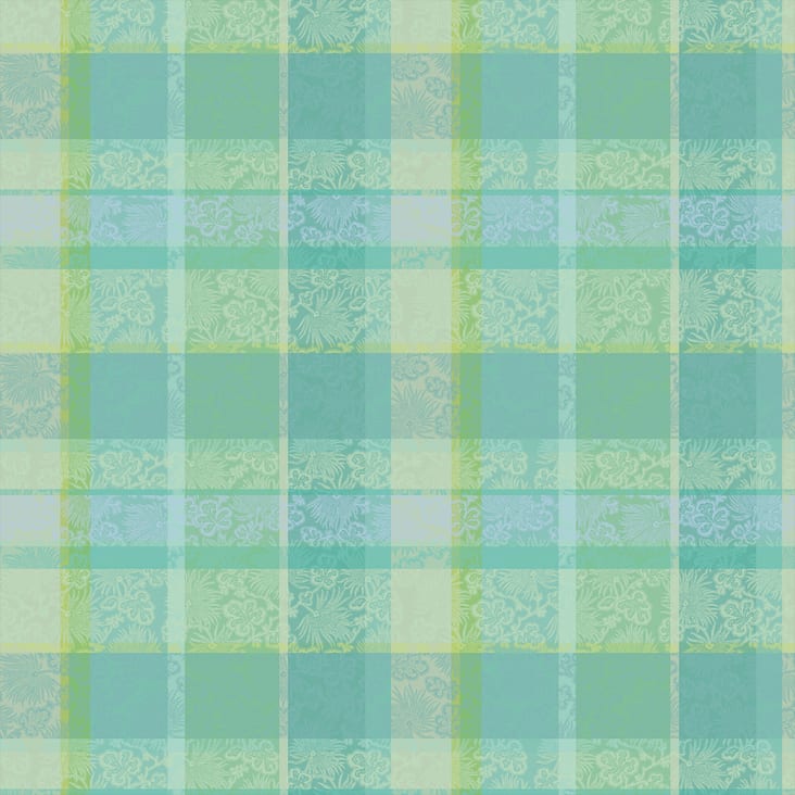 Nappe  pur coton vert 180x250-Mille venusta aqua cropped-3