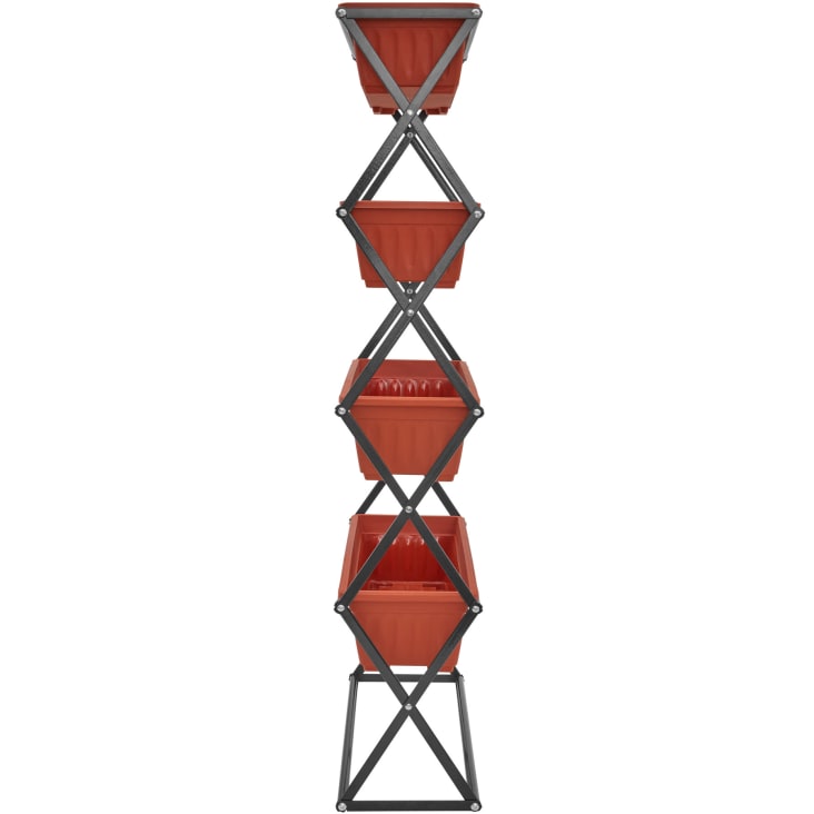 Jardinera vertical con 4 macetas 52x21x127cm polipropileno marrón cropped-4