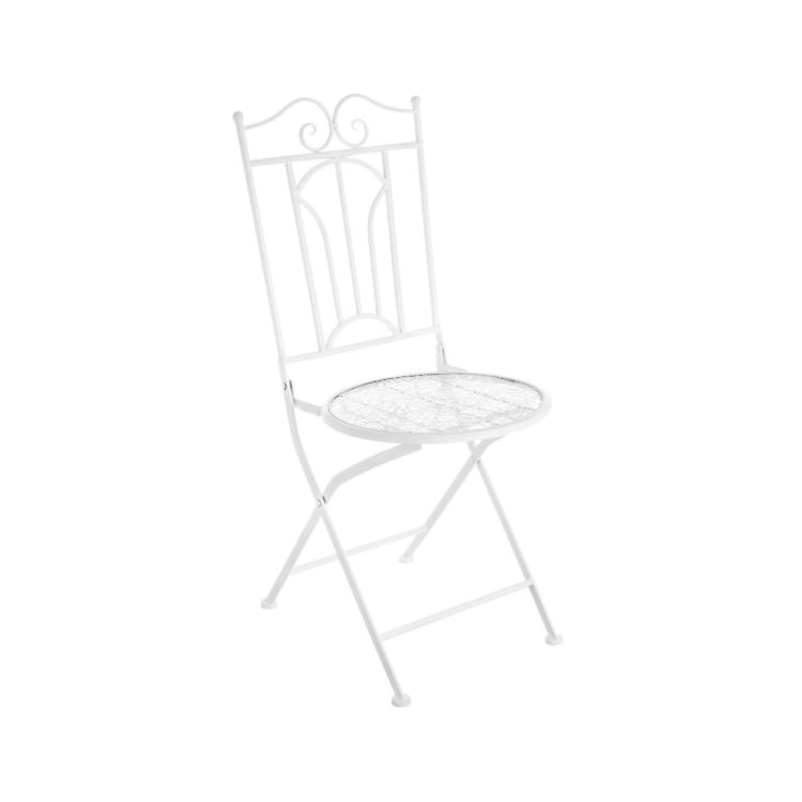 Set table + 2 chaises de jardin pliable en métal blanc cropped-10