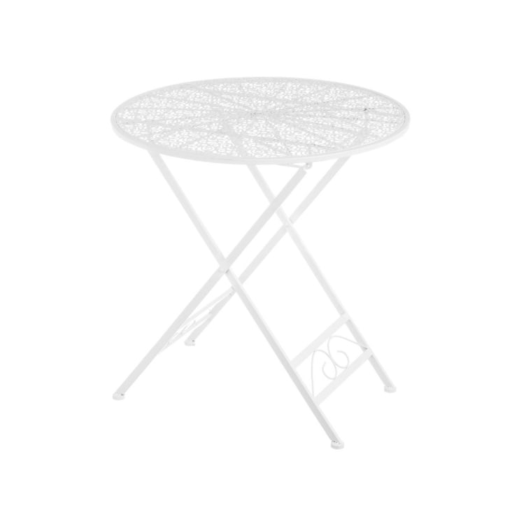 Set table + 2 chaises de jardin pliable en métal blanc cropped-6