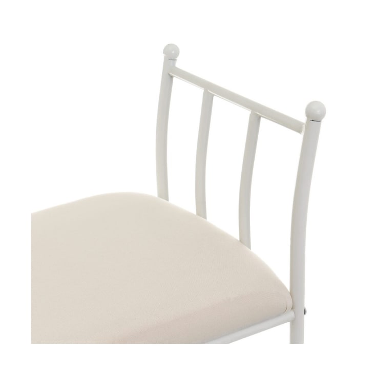 Banquette en métal blanc et assise rembourrée coton beige 68x30x64cm cropped-2