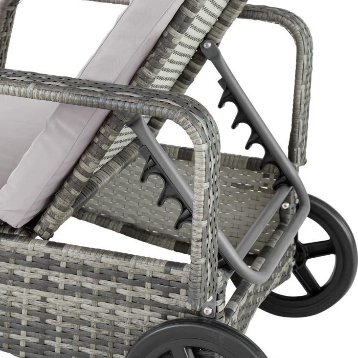 Lettino Prendisole Cassis In Alluminio E Rattan - Con Ruote Per Interno Ed Esterno - Foto 7