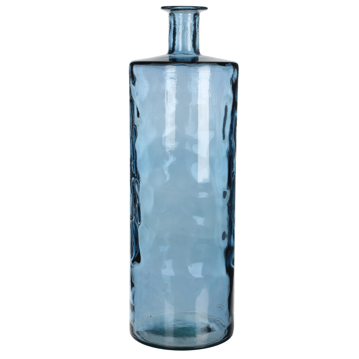 Vase bouteille en verre recyclé bleu H75-Guan