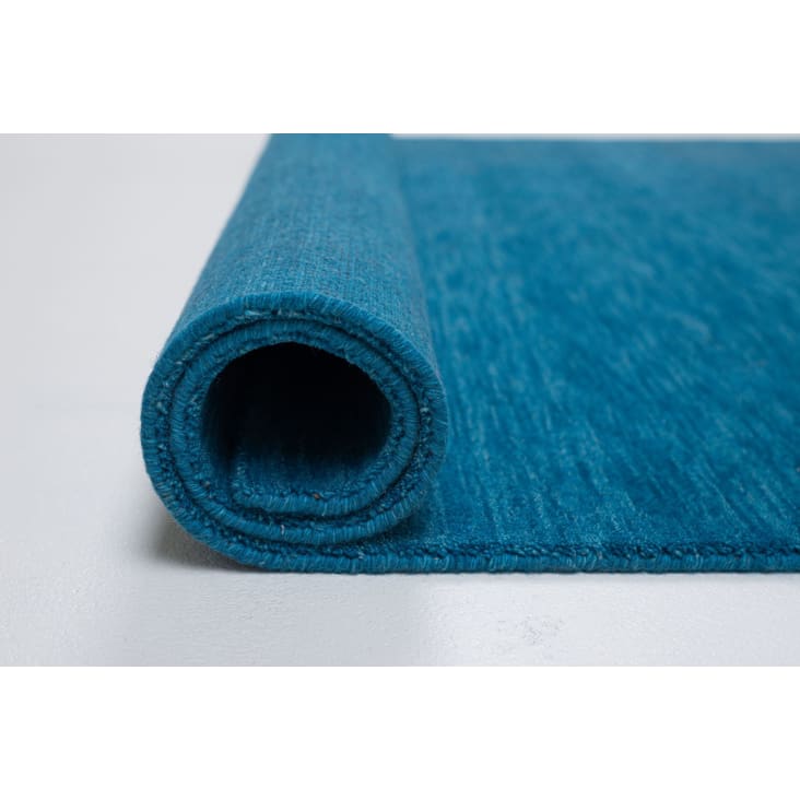 Tapis salon - tissé main - 100% laine naturelle - bleu 060x090 cm-HOLI cropped-7