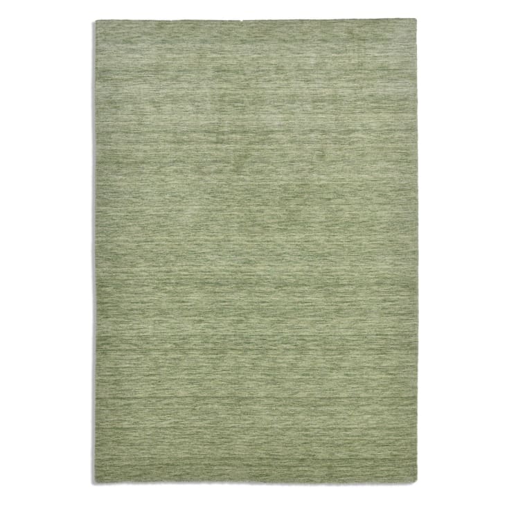 Handgewebter Teppich aus reiner Schurwolle - Hellgrün - 70x140 cm