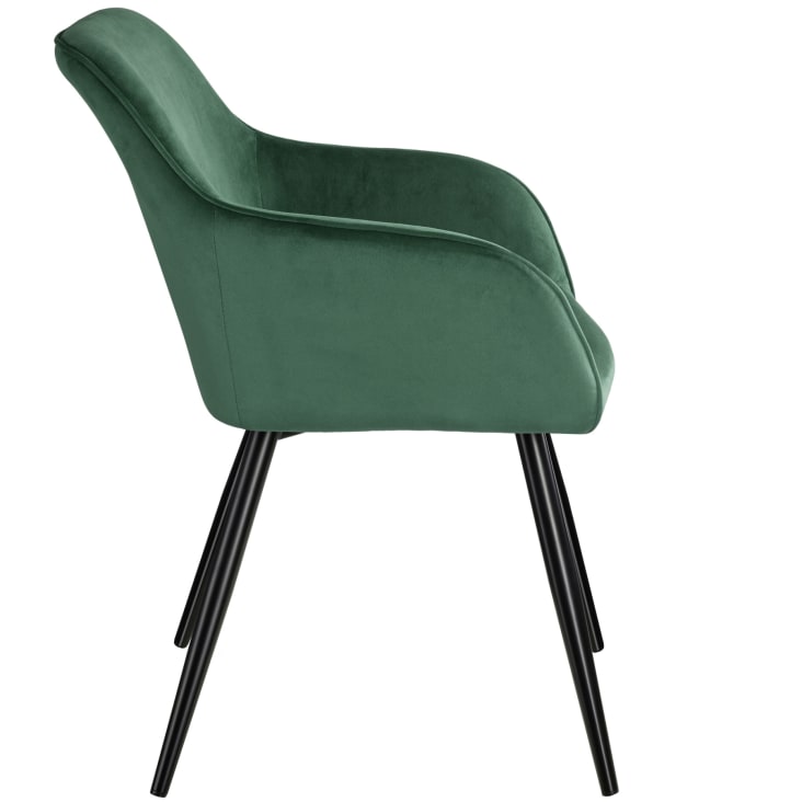 Chaise Rembourrée, aspect velours vert foncé/noir cropped-2