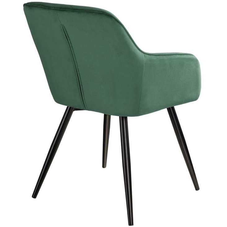 Chaise Rembourrée, aspect velours vert foncé/noir cropped-3