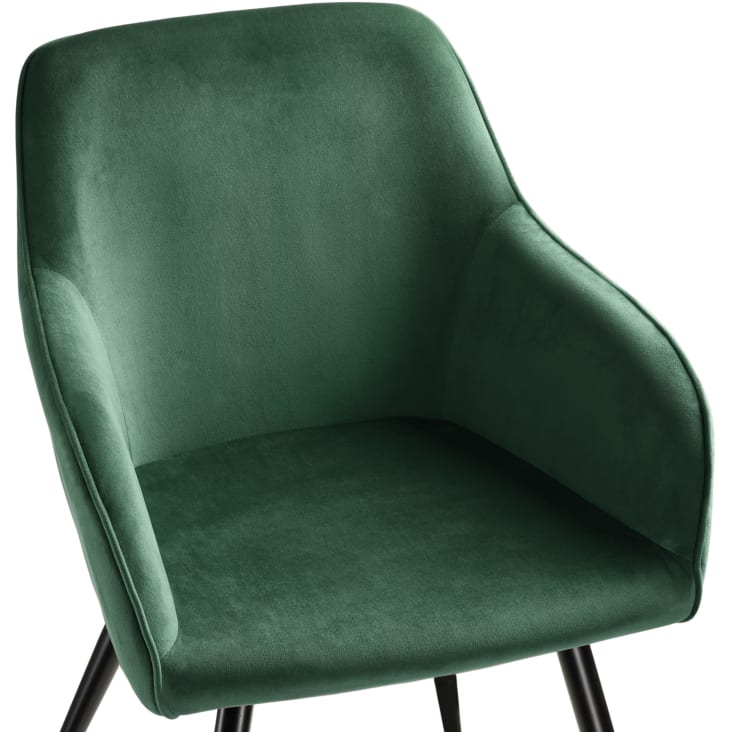 Chaise Rembourrée, aspect velours vert foncé/noir cropped-4