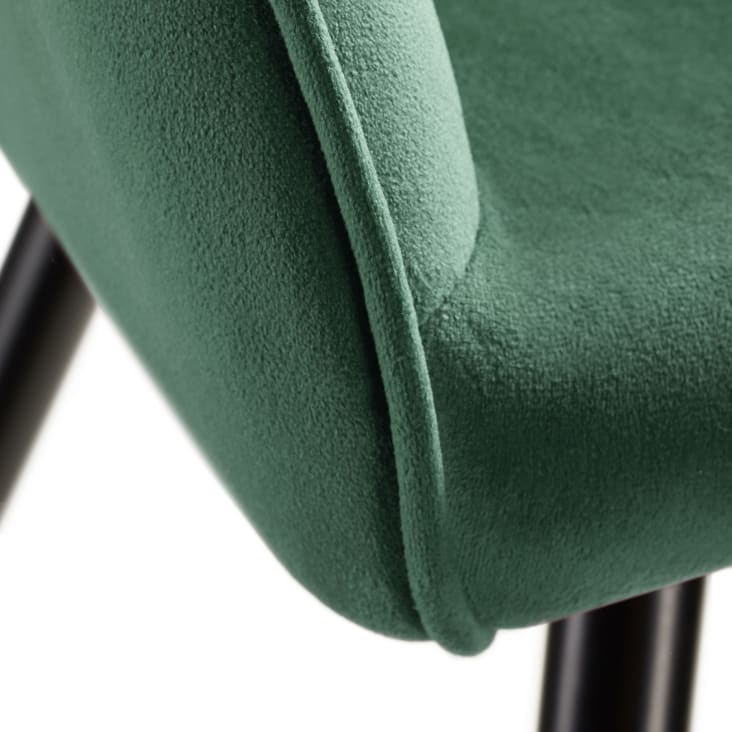 Chaise Rembourrée, aspect velours vert foncé/noir cropped-5