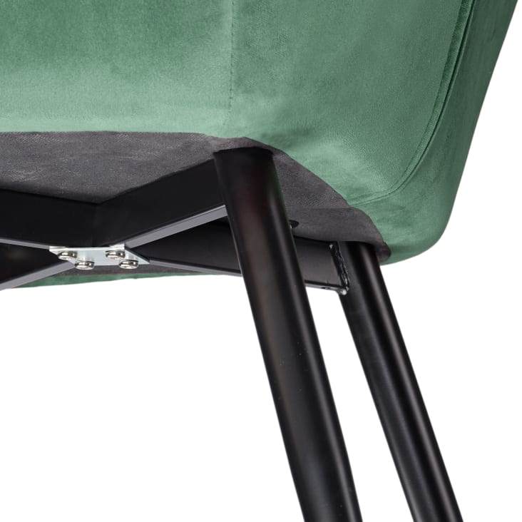 Chaise Rembourrée, aspect velours vert foncé/noir cropped-6