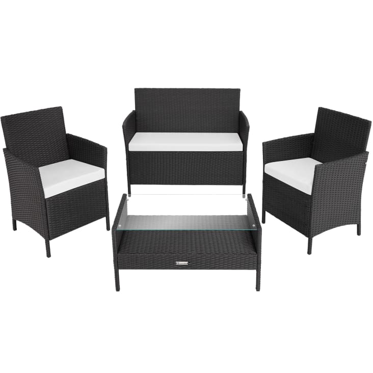 Juego de Jardín de ratán sintético Madeira 4 plazas polietileno acero