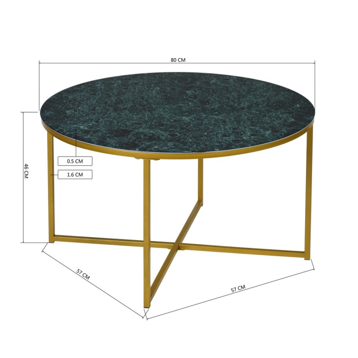 Tavolino vetro marrone e oro ⌀ 40 cm