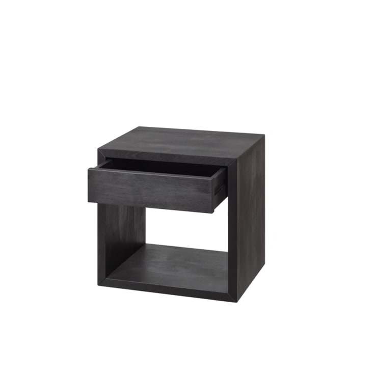 Table de chevet avec tiroir en bouleau noir-HUGO cropped-4