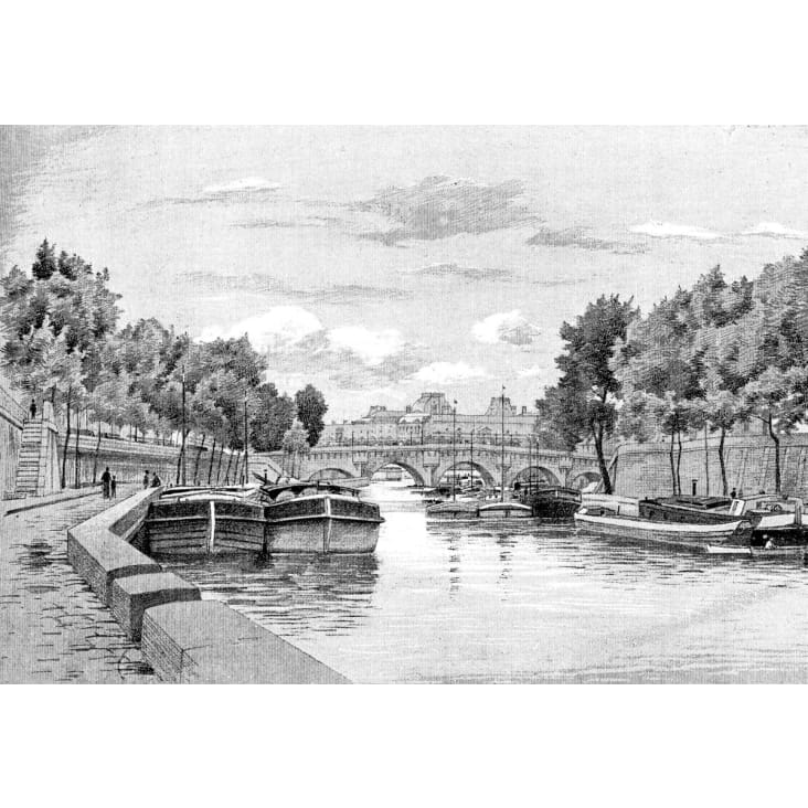 Papier peint panoramique gravure la Seine 270x390cm cropped-2
