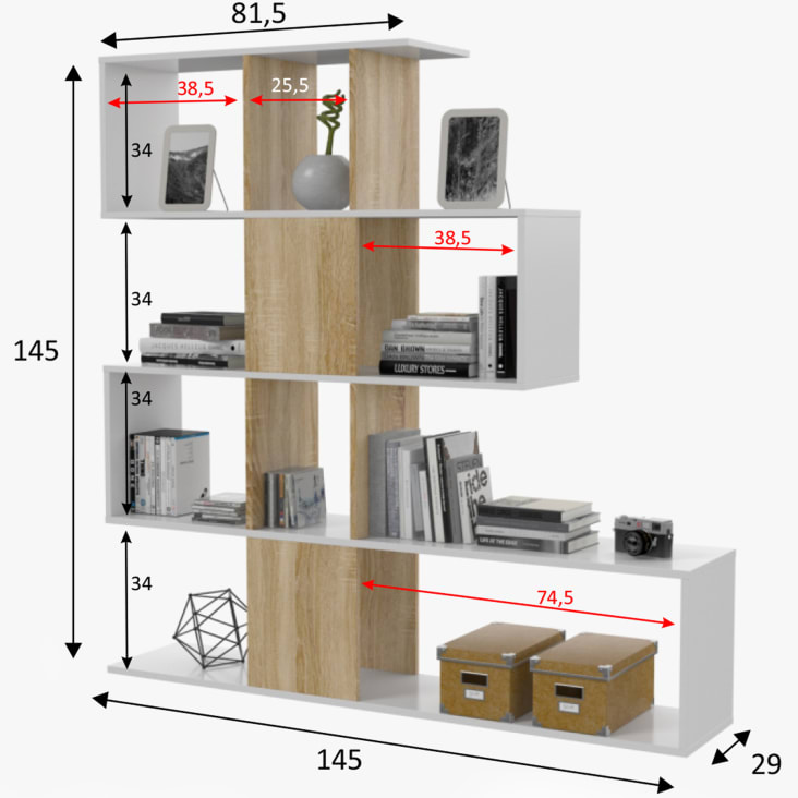 Salones y dormitorios con estanterías blancas, grandes o pequeñas