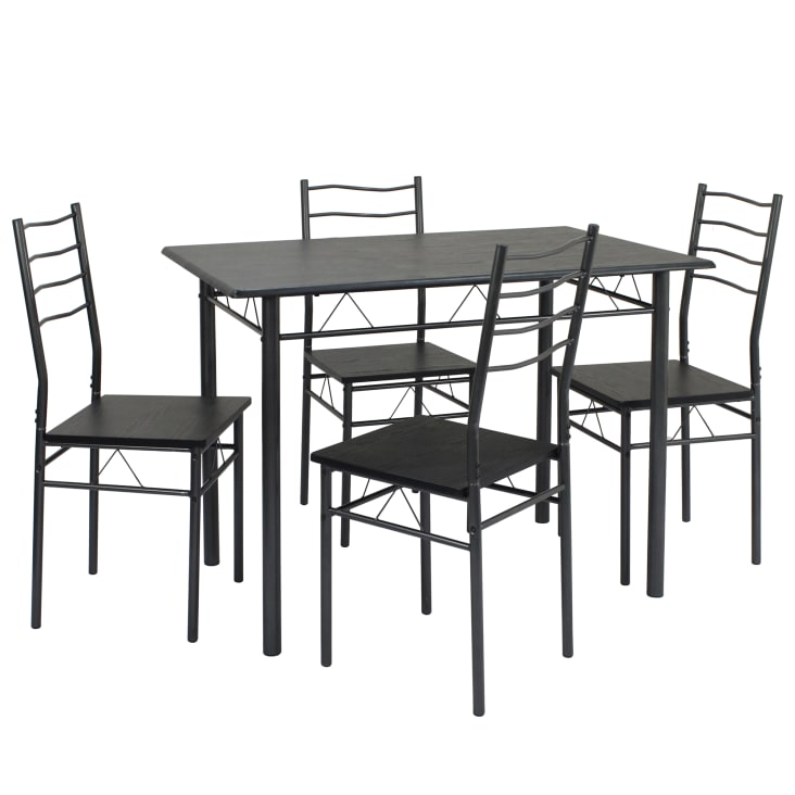Ensemble de Table et 4 chaises pour salle à manger noir/gris-LIMA