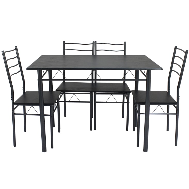 Ensemble de Table et 4 chaises pour salle à manger noir/gris-LIMA cropped-3