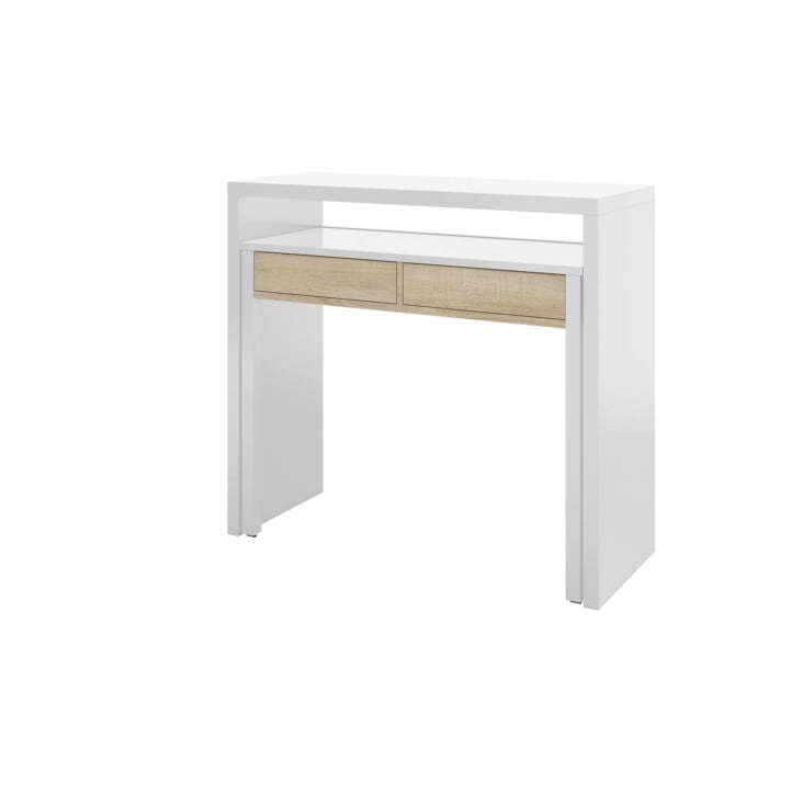 Bureau En Bois Pelliculé Beige Lambrissé - 130x60cm, 1 Tiroir, Occasion