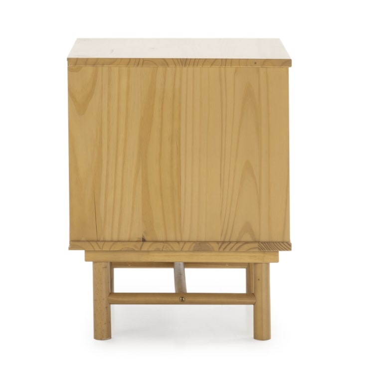 Table de chevet 1 tiroir couleur bois et gris, bois massif-MAGNUS cropped-3