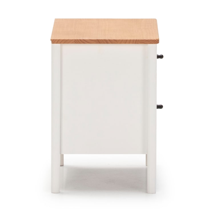Table de chevet 2 tiroirs couleur blanc, bois massif-LUCA cropped-10