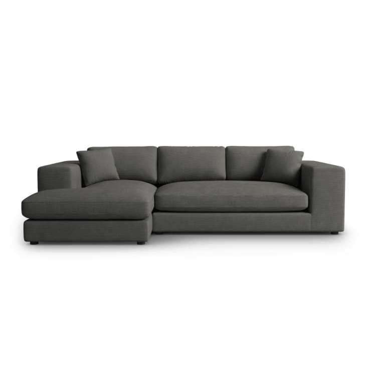 Canapé d'angle 5 places en tissu structuré gris foncé-TENDANCE cropped-5