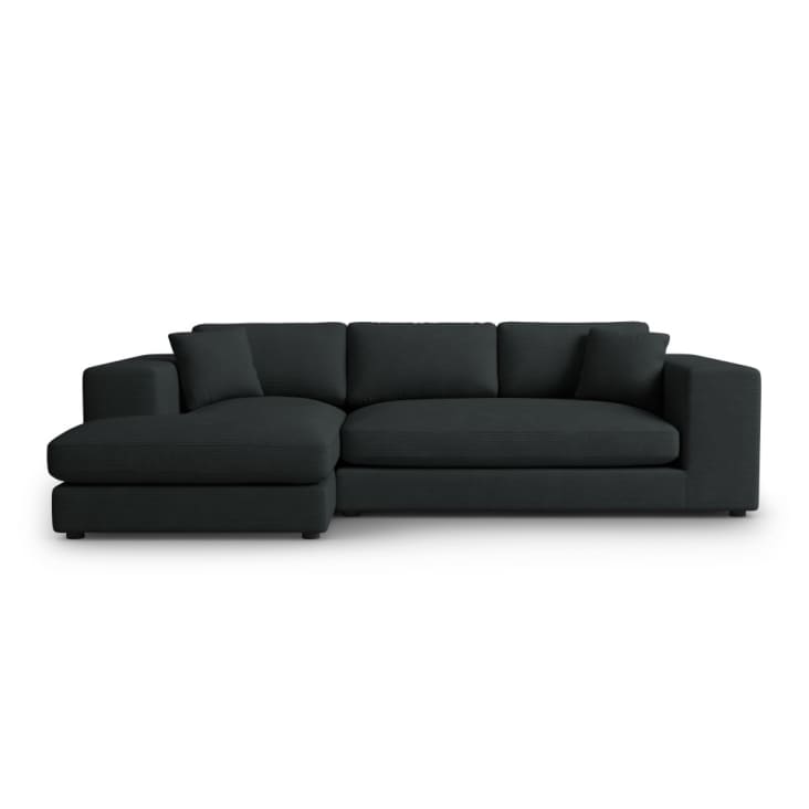 Canapé d'angle 5 places en tissu structuré noir-TENDANCE cropped-5