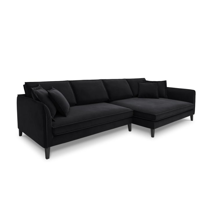 Canapé d'angle 4 places en velours noir-PROVENCE cropped-5