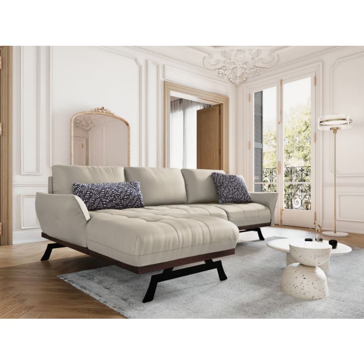 Canapé d'angle 4 places en cuir gris clair-OLIVIER cropped-2