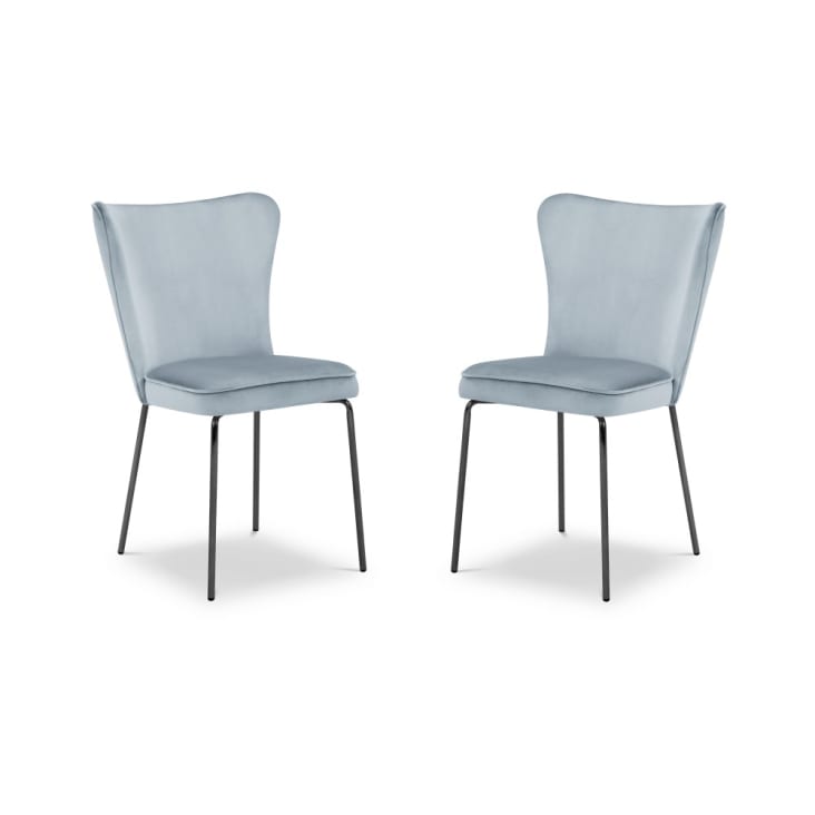 Ensemble de 2 chaises 1 place en velours bleu clair-SILENE