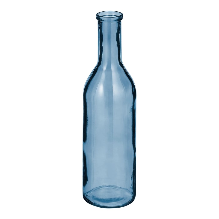 Vase bouteille en verre recyclé bleu H50-Rioja