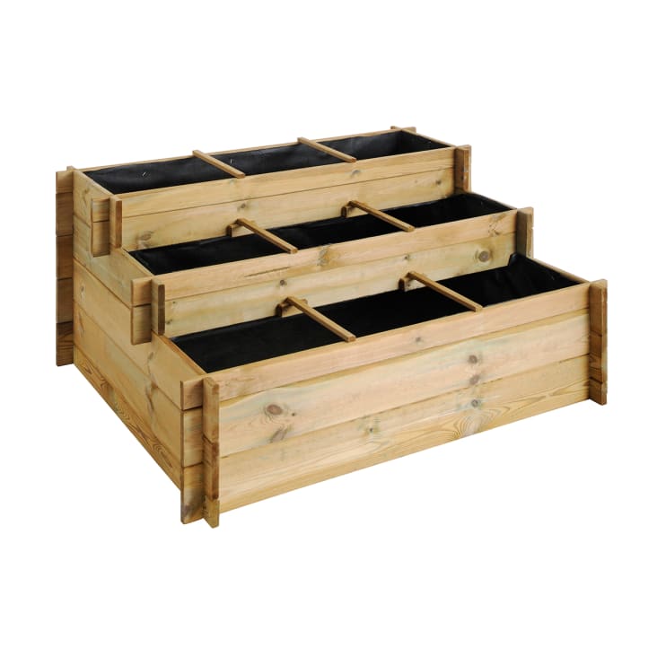 Carré potager à étages avec 5 compartiments en bois de pin | Oviala