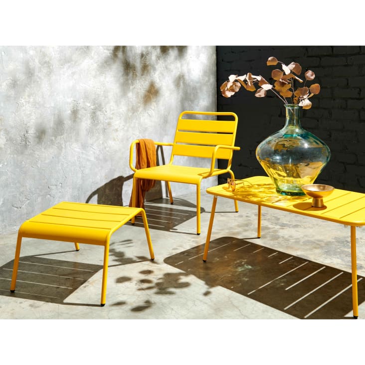 Tavolino da giardino in acciaio giallo 90 x 50 cm Palavas