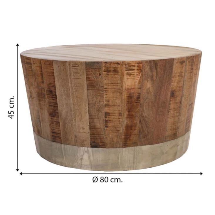 Mesa de centro tronco de madera de suar natural de 100x70x35 cm