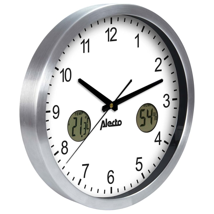 Große analoge Wanduhr mit Thermometer und Hygrometer,Aluminium Maisons du Monde