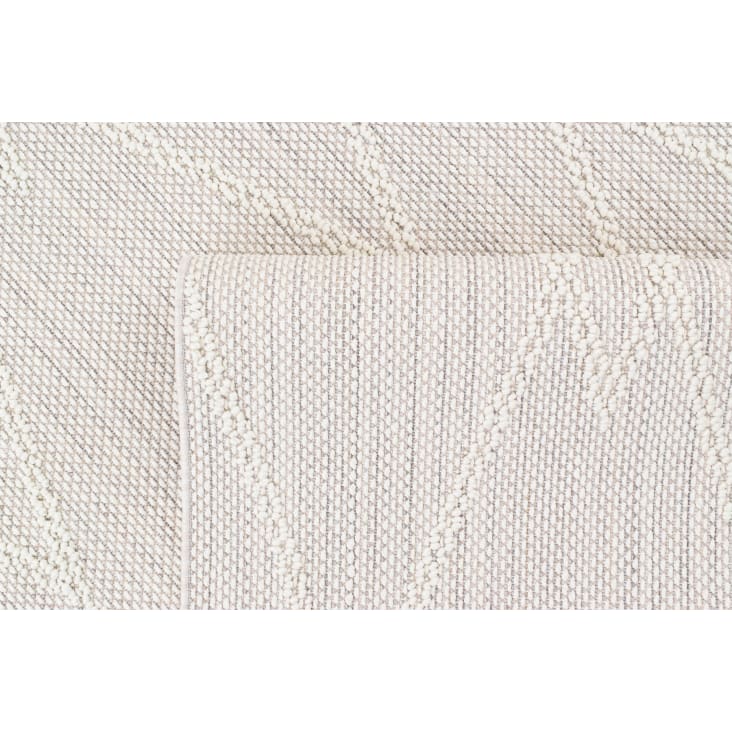 Tappeto da salotto bianco con motivo a rombi in rilievo 80x150