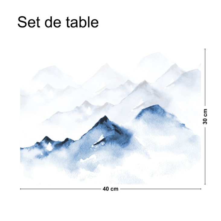Lot de 4 sets de table L 40xl 30cm Bleu Montagne-YUKON